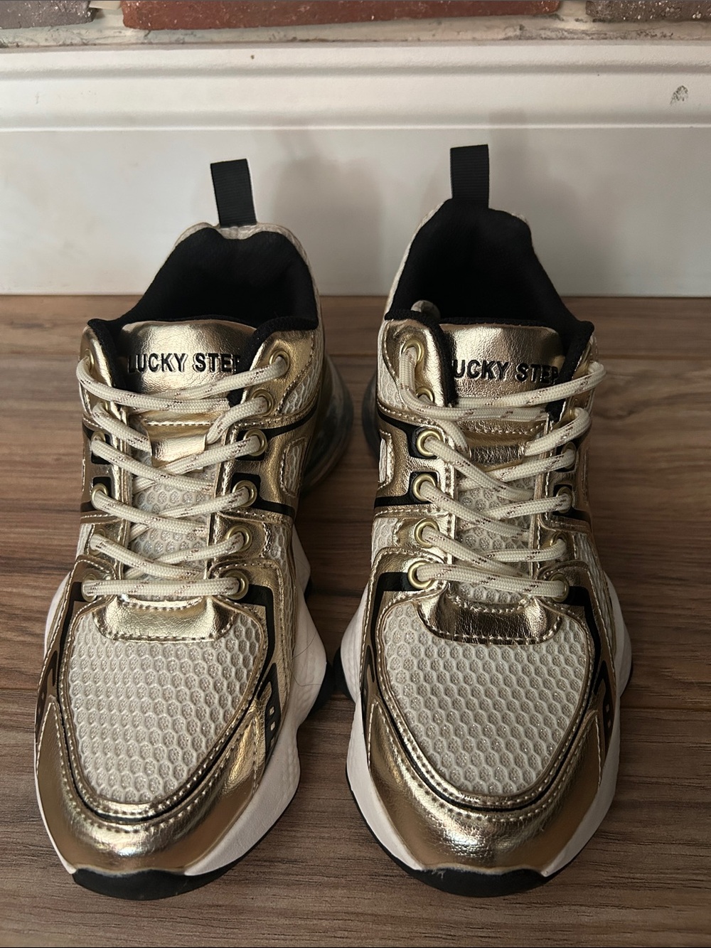 Lucky Step Women's Gold Metallic Fashion Sneakers